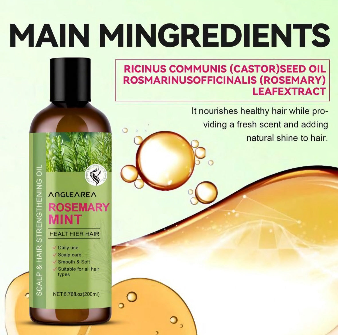 Refreshing rosemary essential oil for hair care