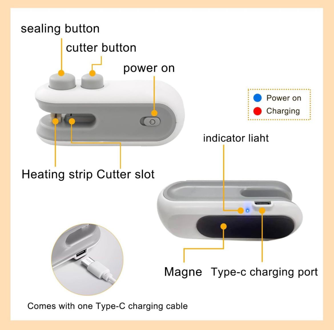 Portable USB rechargeable MINI bag sealer