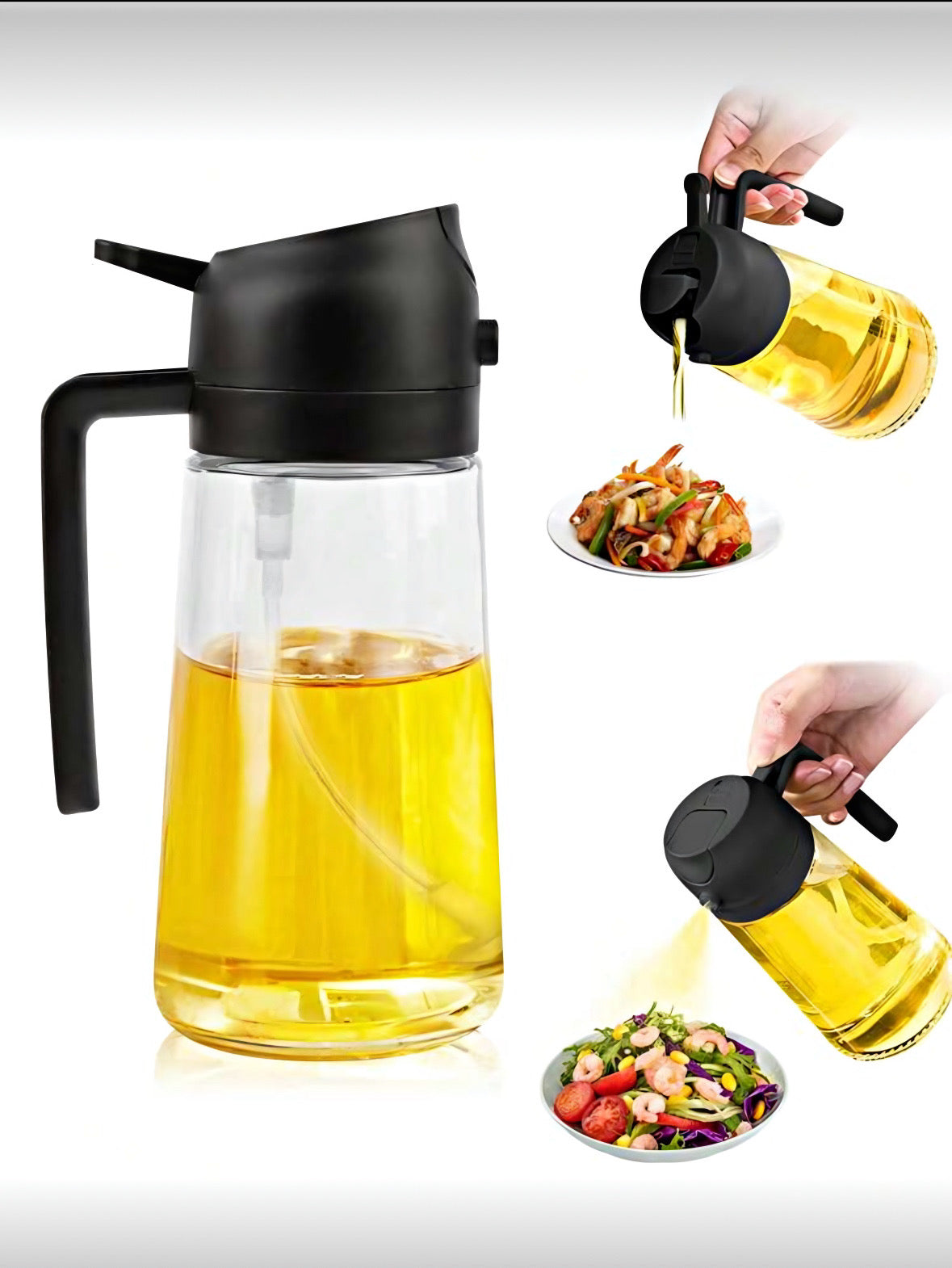 2 in 1 Glass Oil Sprayer & Dispenser, 16oz/470ml