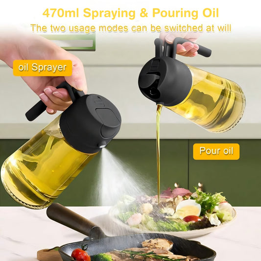 2 in 1 Glass Oil Sprayer & Dispenser, 16oz/470ml